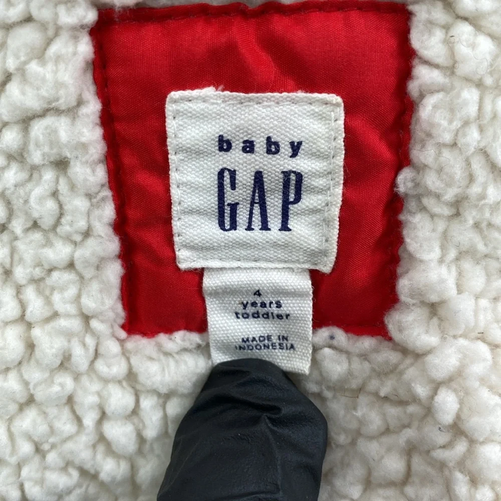 Gap‎ 4 Toddler Kids Red Puffer Sherpa Lined Full Zip Vest